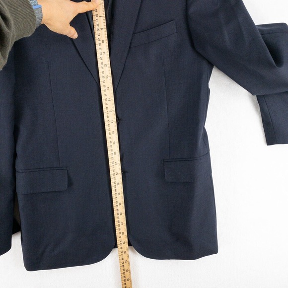 Jhane Barnes Blazer Jacket Mens 40R Blue 100% Wool Two Button Athletic Fit - Picture 6 of 14